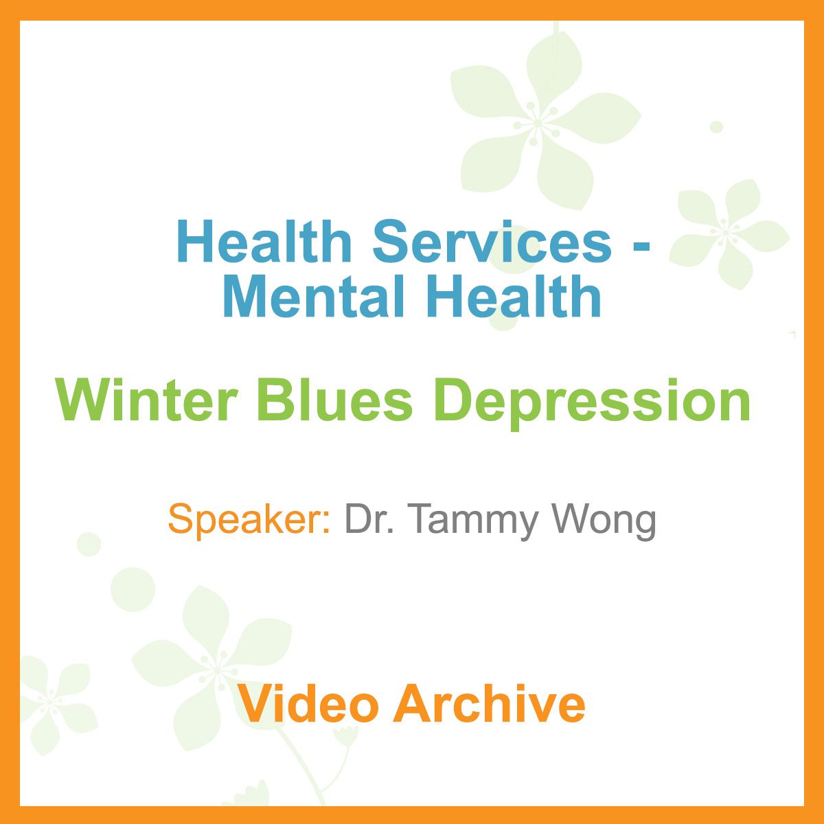 Health Talk - Winter Blues Depression