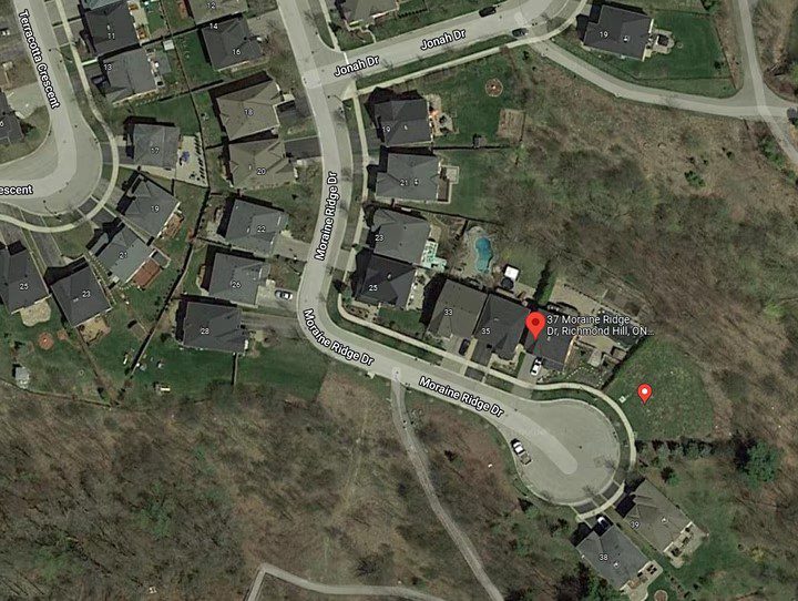 Tree planting location is at Saigeon Trail, 37 Moraine Ridge Drive, Richmond Hill, ON L4E 4S8.